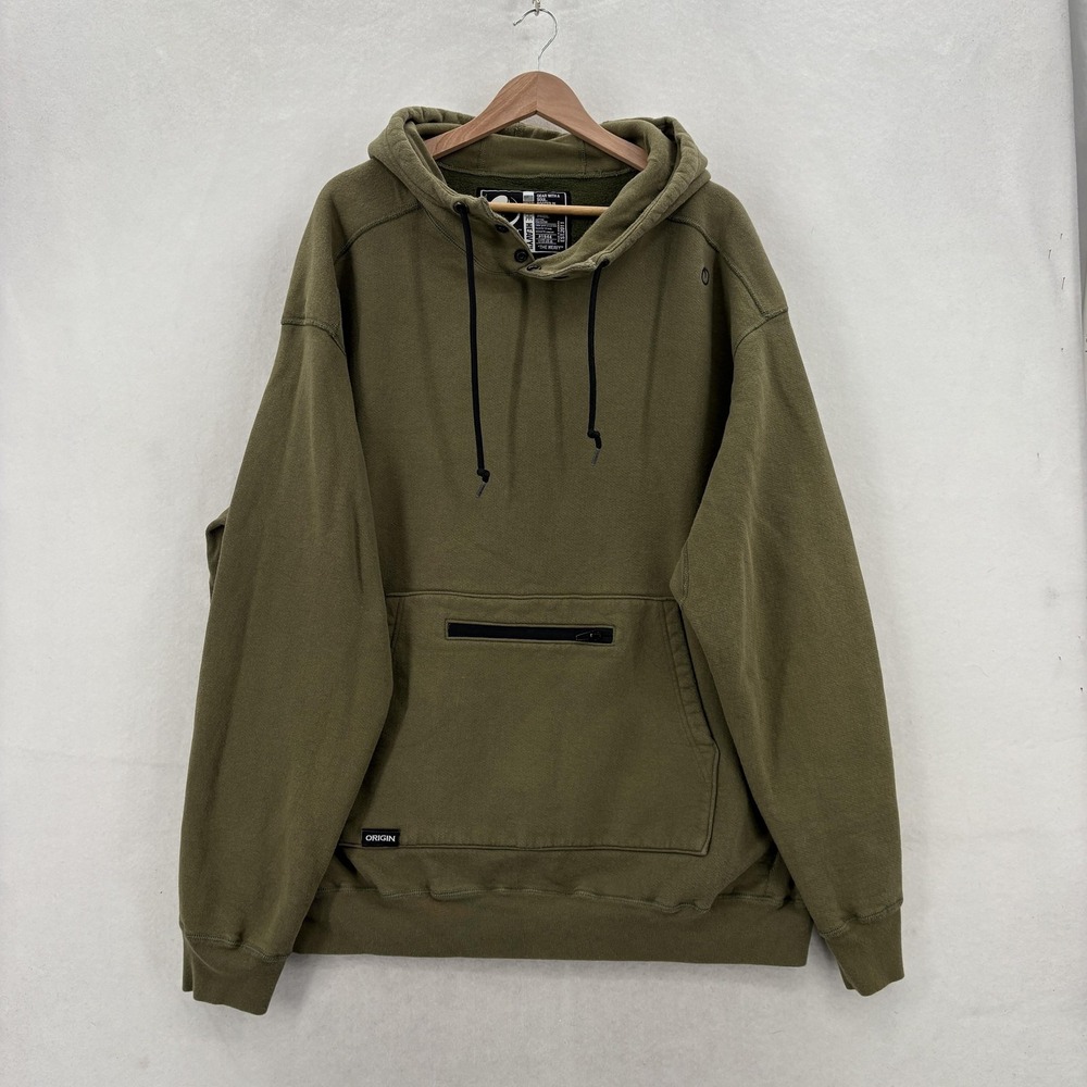 Origin The Heavy Hoodie Mens 3XL Green Heavy Solid Fleece Pullover Made USA
